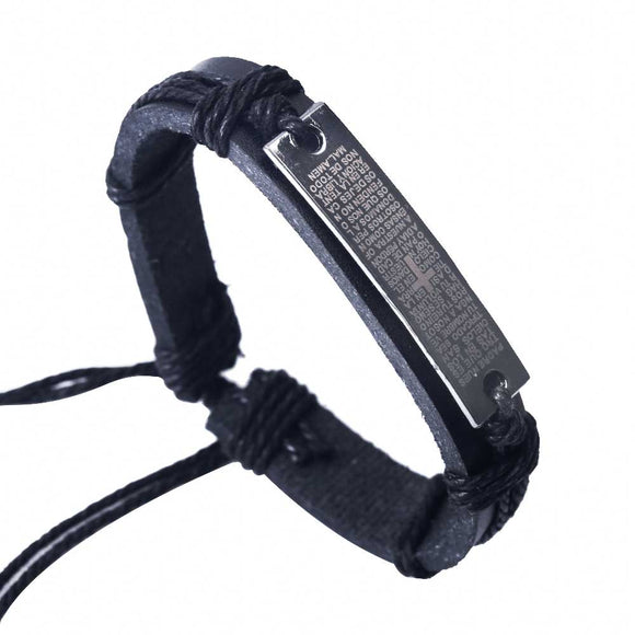 Vintage Bible Cross Leather Bracelets