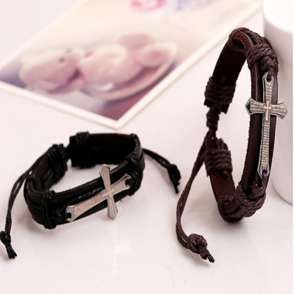 Vintage Leather Cross Bracelets