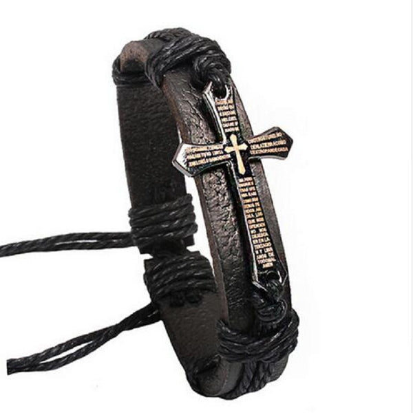 Vintage Leather Cross Bracelets