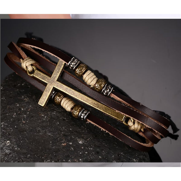 Adjustable Leather Cross Bracelets